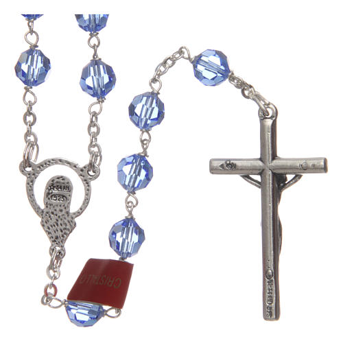 Rosary in faceted light blue crystal and 925 silver 2