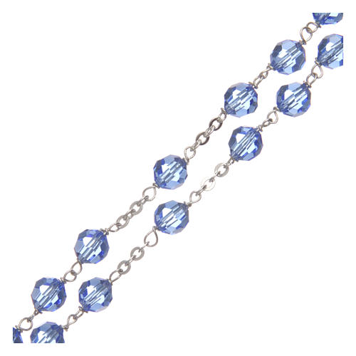 Rosary in faceted light blue crystal and 925 silver 3