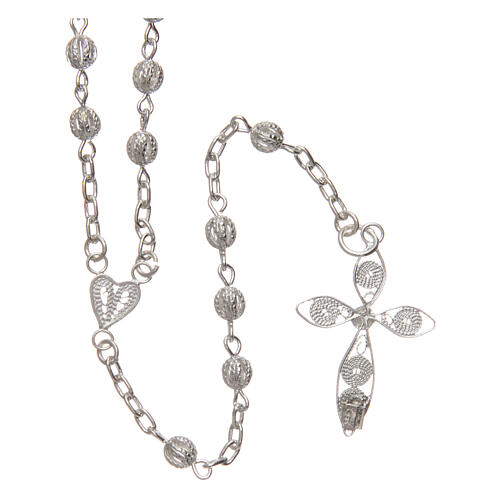 Filigree rosary round beads 4 mm 925 silver 2