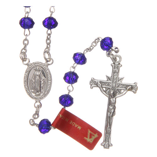 Rosenkranz Silber 925 und blauen Kristallperlen von 6mm 1