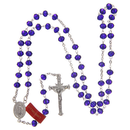 Crystal rosary blue beads 6 mm 925 silver chain 4