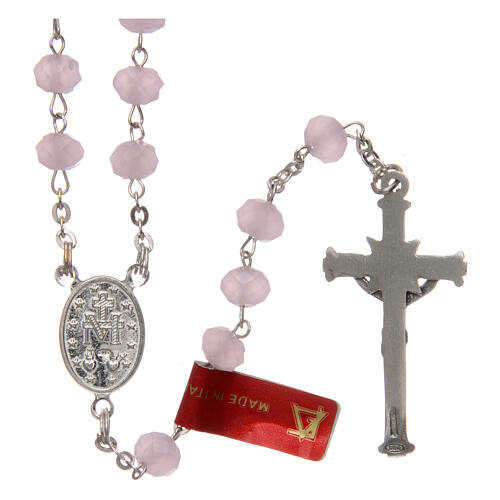 Crystal rosary matte pink beads 6 mm 925 silver chain 2