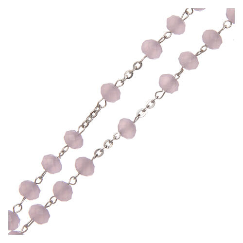 Crystal rosary matte pink beads 6 mm 925 silver chain 3