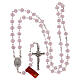 Crystal rosary matte pink beads 6 mm 925 silver chain s4