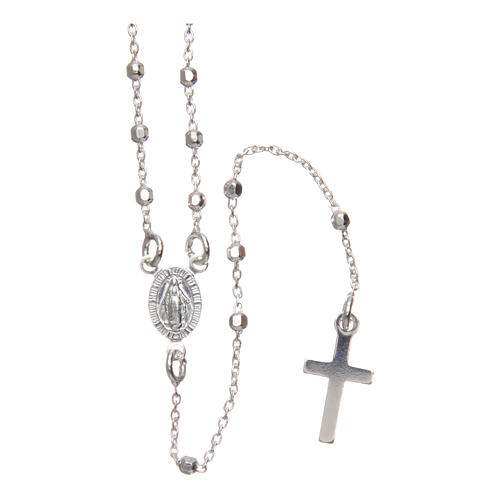 Rosary with round faceted beads 2 mm 925 silver 1