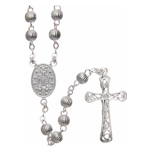 Rosary striped beads 5 mm 925 silver 2