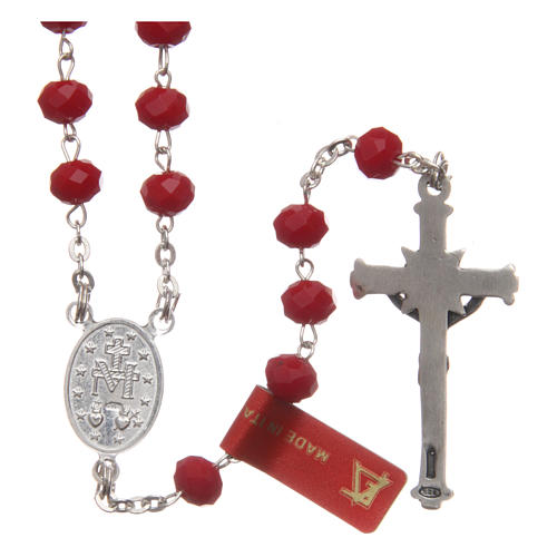 Rosary in opaque red crystal with thread in 925 silver diameter 6 mm 2