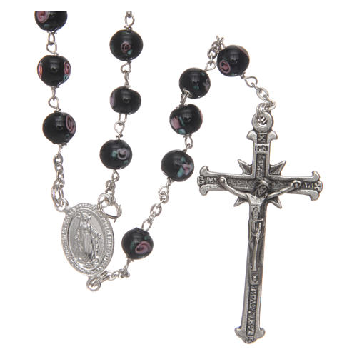 Rosary in glass with 6mm beads and thread in 925 silver 1