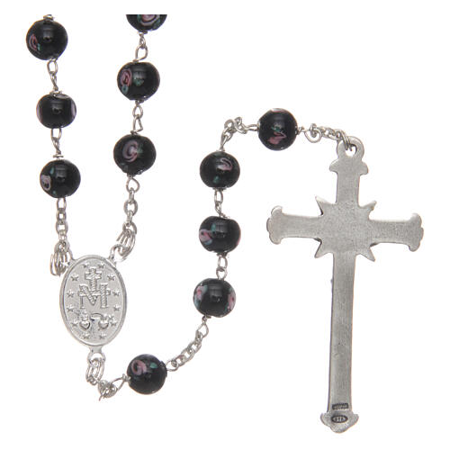 Glass rosary roses 6 mm 925 silver chain 2