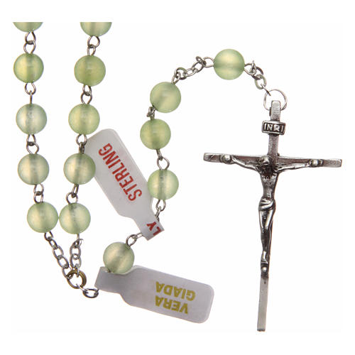 Rosary in genuine jade and 925 silver, 6 mm beads 1