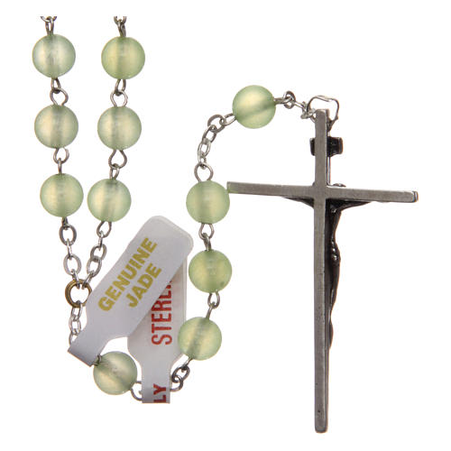 Rosary in genuine jade and 925 silver, 6 mm beads 2