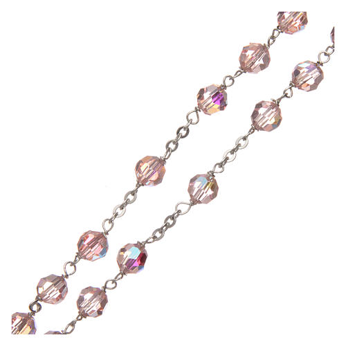 Rosary in faceted pink crystal with thread in 925 silver diameter 6 mm 3