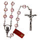 Rosary in faceted pink crystal with thread in 925 silver diameter 6 mm s1