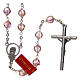 Crystal rosary pink faceted beads 6 mm and 925 silver chain s2