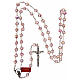 Crystal rosary pink faceted beads 6 mm and 925 silver chain s4