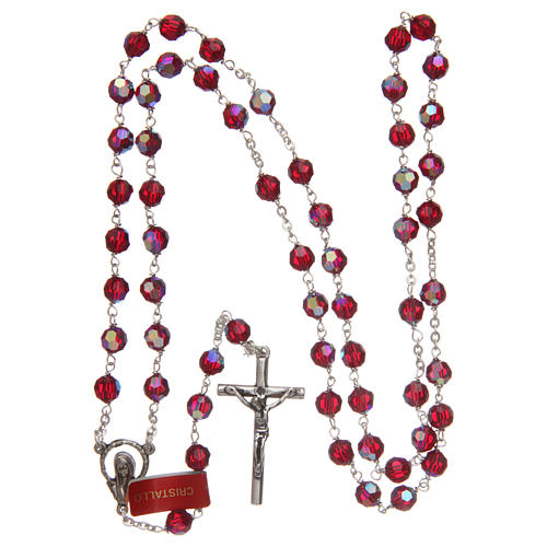 Rosary in garnet-coloured glass with thread in 925 silver diameter 6 mm 4