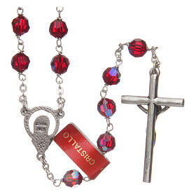 Crystal rosary garnet 6 mm silver chain