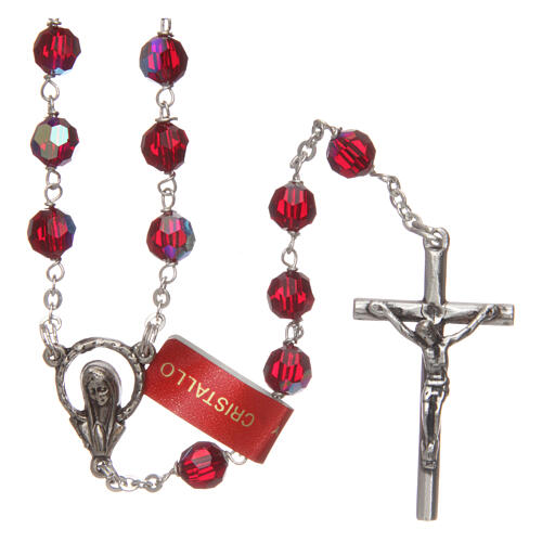 Crystal rosary garnet 6 mm silver chain 1