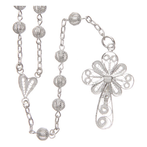 Filigree rosary in 925 silver, 5 mm beads 2
