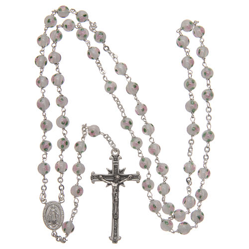 Rosary in decorated glass with thread in 925 silver diameter 6 mm 4