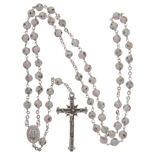 Glass rosary with decorated beads 6 mm and 925 silver 4