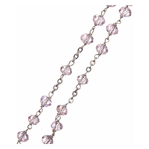 Rosenkranz Silber 925 rosa Kristallperlen 6mm 3