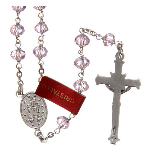 Rosary in pink crystal and 925 silver, 6 mm beads 2