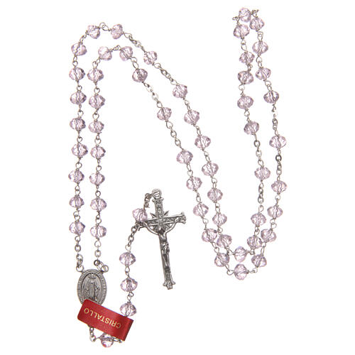 Crystal rosary pink beads 6 mm 925 silver chain 4