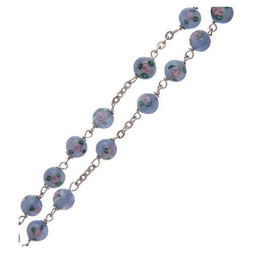 Rosenkranz Silber 925 hellblauen Glas 6mm Perlen 3