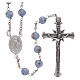 Rosary in light-blue glass with roses and 925 silver 6 mm s1