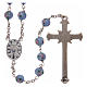 Rosary in light-blue glass with roses and 925 silver 6 mm s2