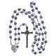 Rosary in light-blue glass with roses and 925 silver 6 mm s4
