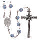 Glass rosary light blue beads with roses 6 mm and 925 silver s1