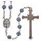 Glass rosary light blue beads with roses 6 mm and 925 silver s2