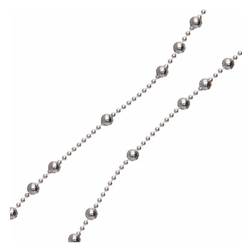Rosary 925 silver round beads 3 mm and chain 3