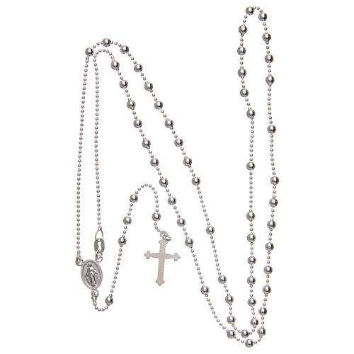 Rosary 925 silver round beads 3 mm and chain 4