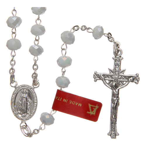 Rosary in opaque white crystal with thread in 925 silver diameter 6 mm 1