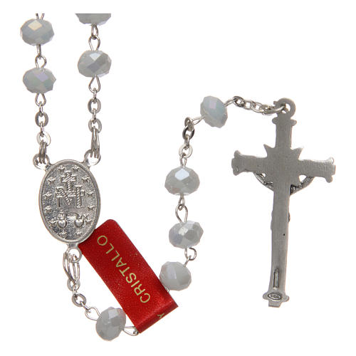 Rosary in opaque white crystal with thread in 925 silver diameter 6 mm 2