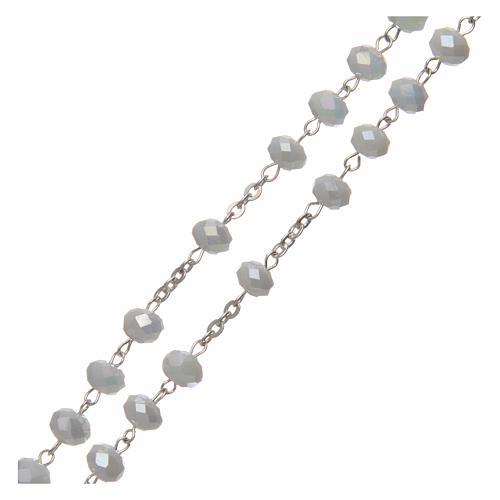Rosary in opaque white crystal with thread in 925 silver diameter 6 mm 3