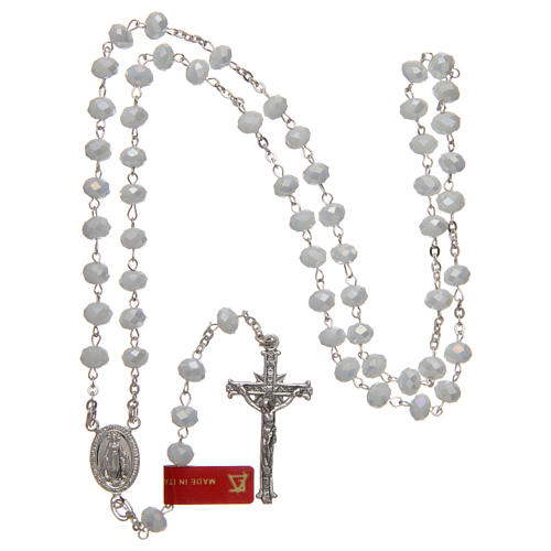 Rosary in opaque white crystal with thread in 925 silver diameter 6 mm 4