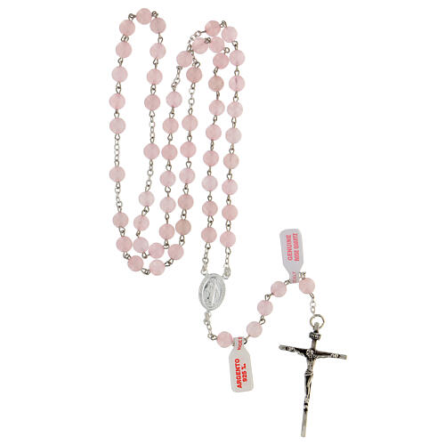 Rosary with genuine rose quartz beads and 925 silver thread 4