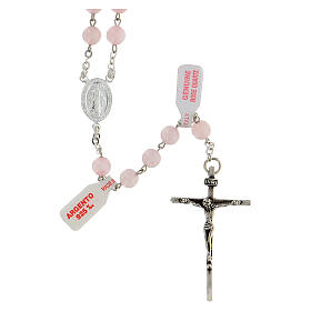 Rosary real pink quartz 6 mm and 925 silver