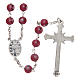 Rosary in pink glass with thread in 925 silver and roses diameter 6 mm s2