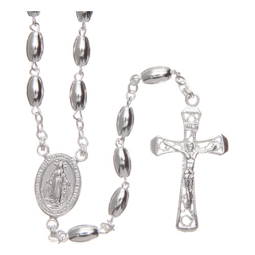 Rosary in 925 silver with oval beads 1