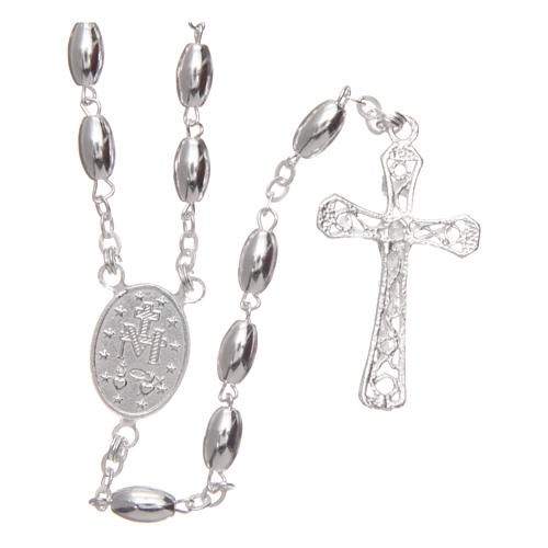 Rosary in 925 silver with oval beads 2