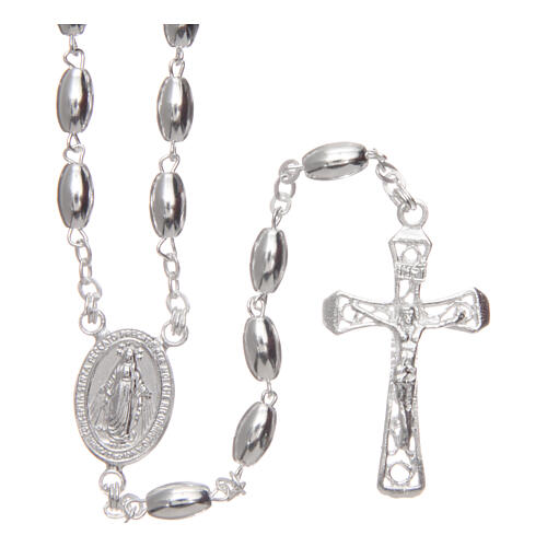 Rosary 925 silver oval beads 4 mm 1