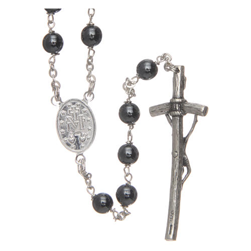 Rosary in real hematite with thread in 925 silver diameter 6 mm 2