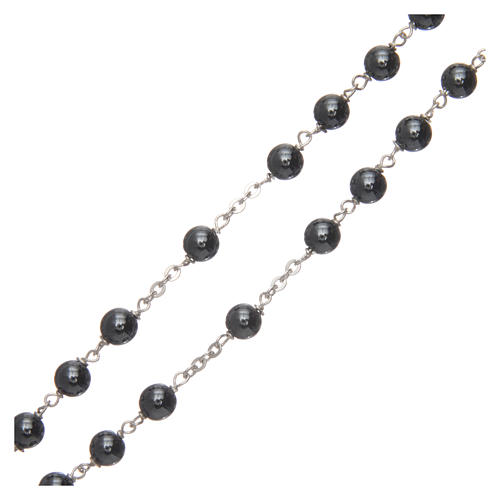 Rosary in real hematite with thread in 925 silver diameter 6 mm 3