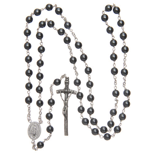 Rosary in real hematite with thread in 925 silver diameter 6 mm 4