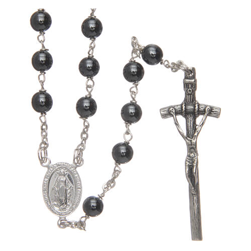 Rosary real hematite 6 mm and 925 silver 1